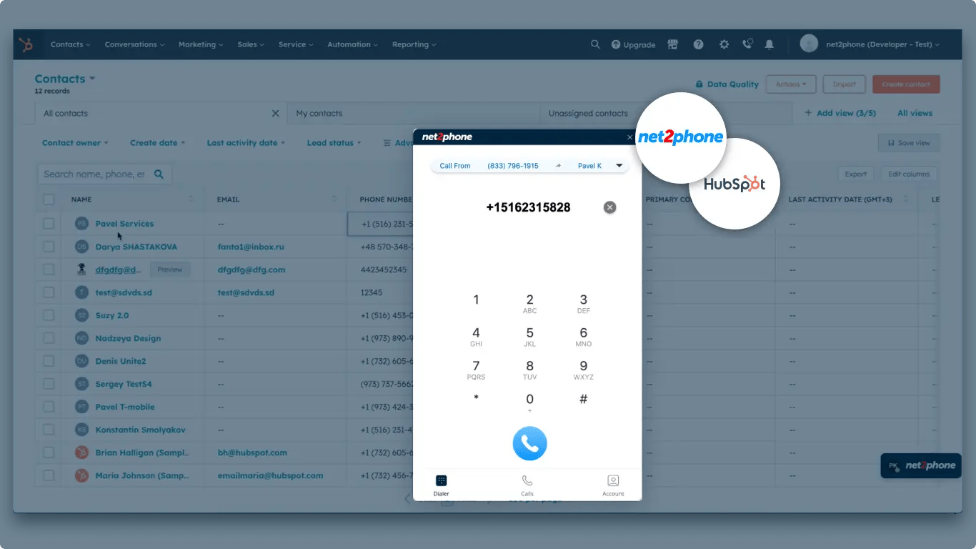 Hubspot integration net2phone